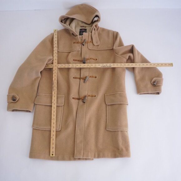 Vintage '70s Gloverall 90% Wool Camel Tan Original English Duffle Coat Jacket 46 - Picture 1 of 13